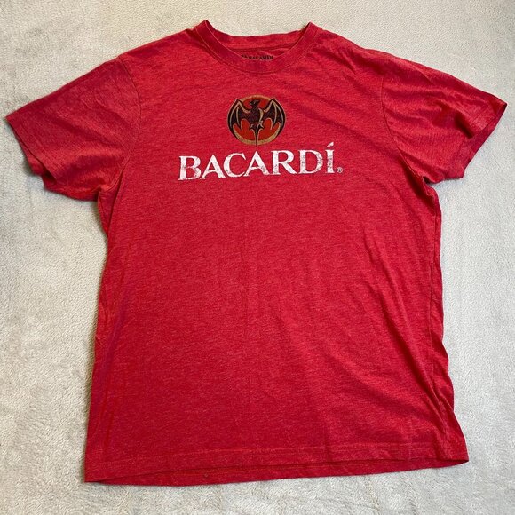 Bacardi Mens Red Graphic T-Shirt XL Heathered Cotton Blend Short Sleeve - Picture 8 of 9